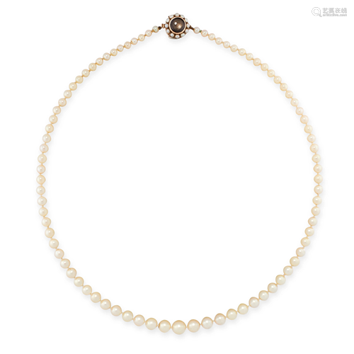 A PEARL AND DIAMOND NECKLACE comprising a single row …