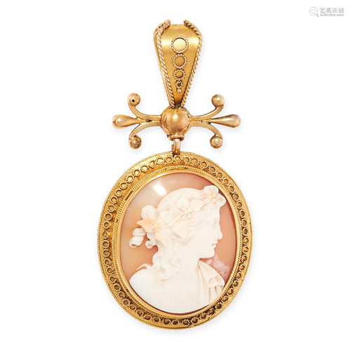 AN ANTIQUE CAMEO PENDANT, 19TH CENTURY in yellow …