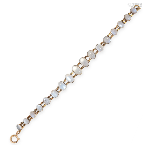 AN ANTIQUE MOONSTONE BRACELET in yellow gold,