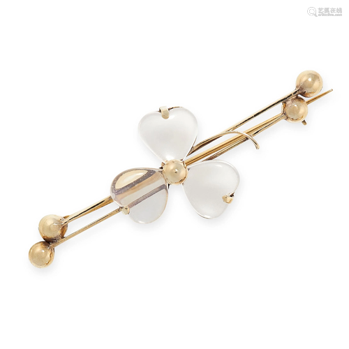 A MOONSTONE SHAMROCK BROOCH, EARLY 20TH CENTURY in …