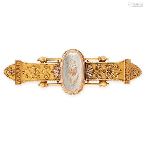 AN ANTIQUE BAR BROOCH, 19TH CENTURY in yellow gold, in