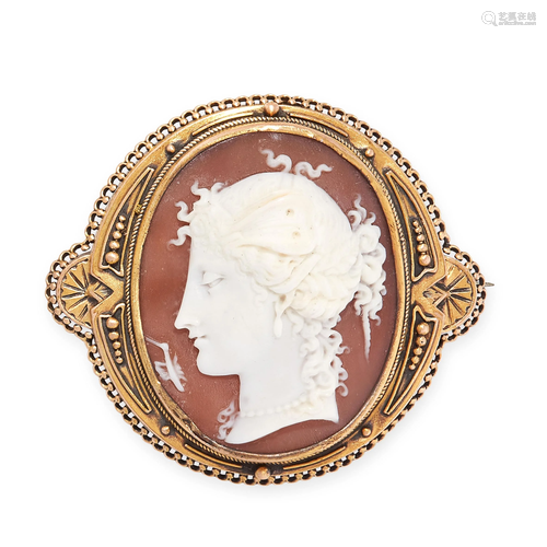 AN ANTIQUE CAMEO BROOCH / PENDANT, 19TH CENTU…