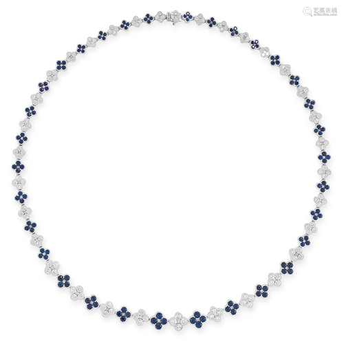 A SAPPHIRE AND DIAMOND NECKLACE in platinum, comprising