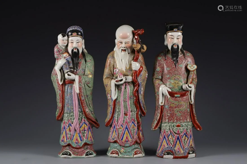 CHINESE FAMILLE ROSE FIGURE ORNAMENTS