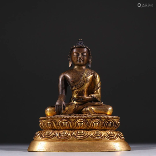 CHINESE GLIT BRONZE BUDDHA