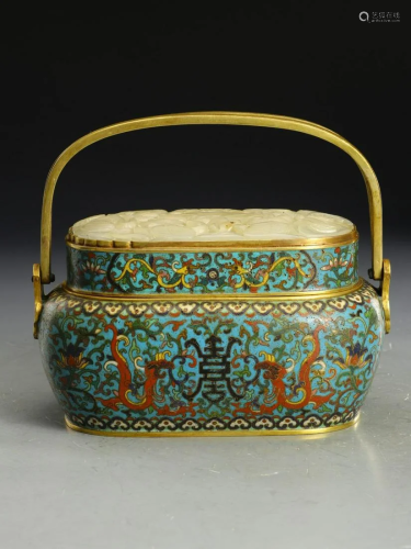 CHINESE CLOISONNE CENSER WITH HANDLE