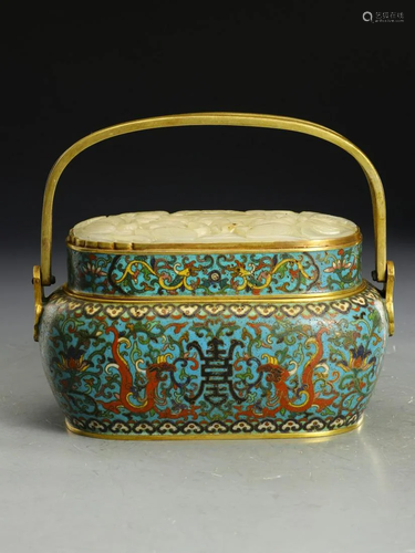 CHINESE CLOISONNE CENSER WITH HANDLE