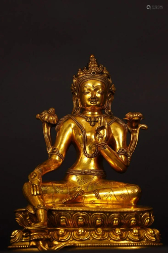 CHINESE GILT BRONZE BUDDHA