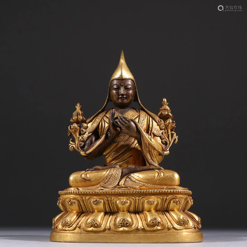 CHINESE GLIT BRONZE BUDDHA