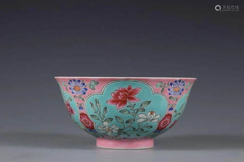 CHINESE FAMILLE ROSE BOWL,KANGXI MARK