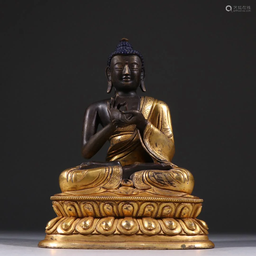 CHINESE GLIT BRONZE BUDDHA