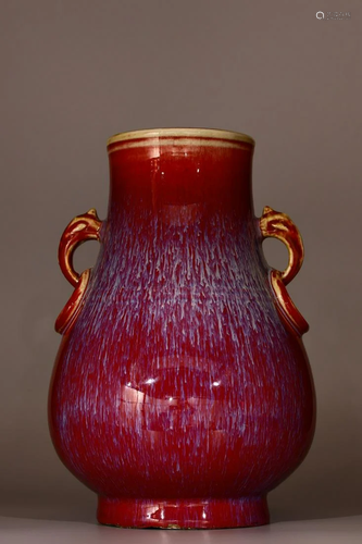 CHINESE FLAMED GLAZED VASE,QIANLONG MARK