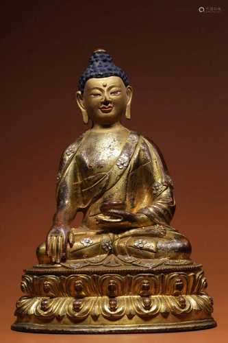 CHINESE GLIT BRONZE BUDDHA