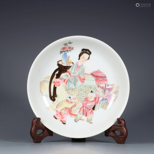 CHINESE FAMILLE ROSE PLATE,YONGZHENG MARK