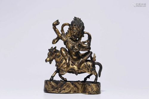 CHINESE GLIT BRONZE BUDDHA