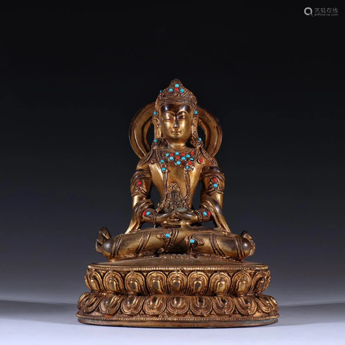 CHINESE GLIT BRONZE BUDDHA