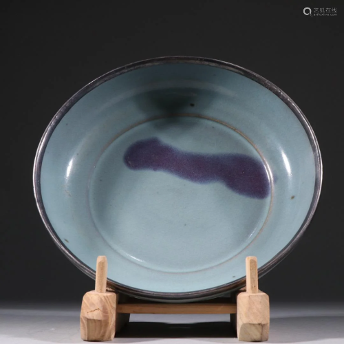 CHINESE JUN WARE FLAMED GLAZED PLATE