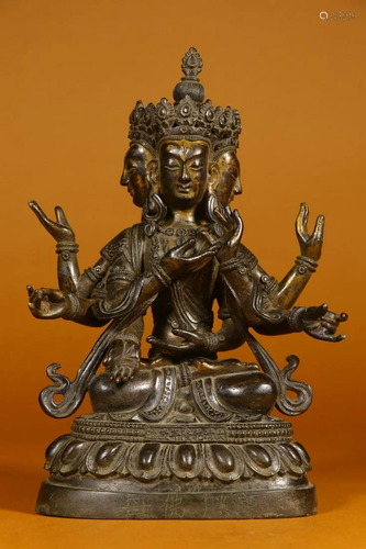 CHINESE GILT BRONZE BUDDHA