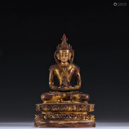 CHINESE GLIT BRONZE BUDDHA