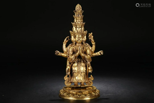 CHINESE GILT BRONZE BUDDHA