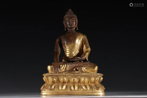 CHINESE GLIT BRONZE BUDDHA