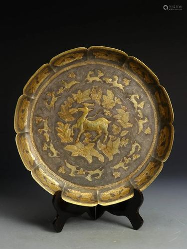 CHINESE GLIT BRONZE PLATE