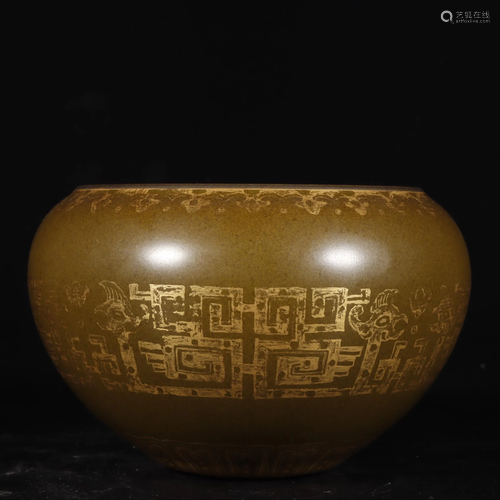 CHINESE TEA DUST GLAZED WATER POT,QIANLONG MARK