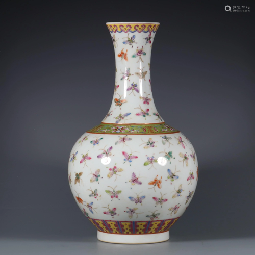 CHINESE FAMILLE ROSE VASE,XUANTONG MARK