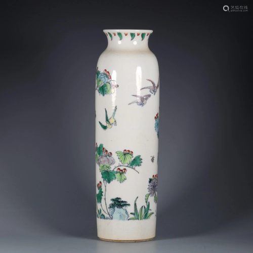 CHINESE DOUCAI GLAZED VASE,KANGXI MARK