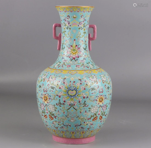 CHINESE FAMILLE ROSE GLIT VASE,DAOGUANG MARK