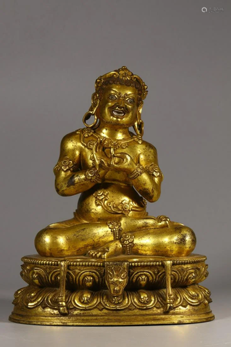 CHINESE GILT BRONZE BUDDHA