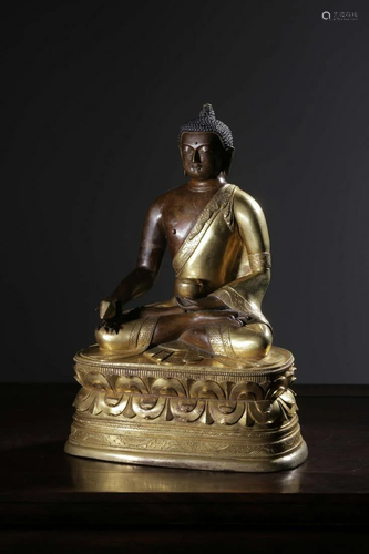 CHINESE GLIT BRONZE BUDDHA