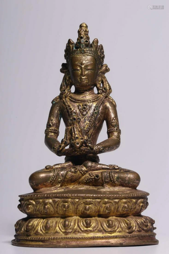 CHINESE GILT BRONZE BUDDHA