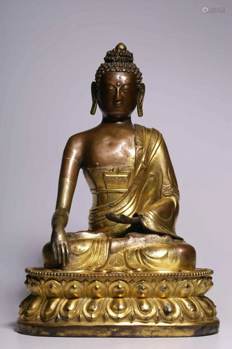 CHINESE GILT BRONZE BUDDHA