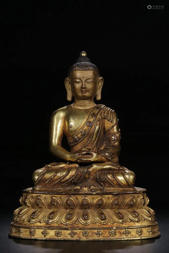 CHINESE GLIT BRONZE BUDDHA