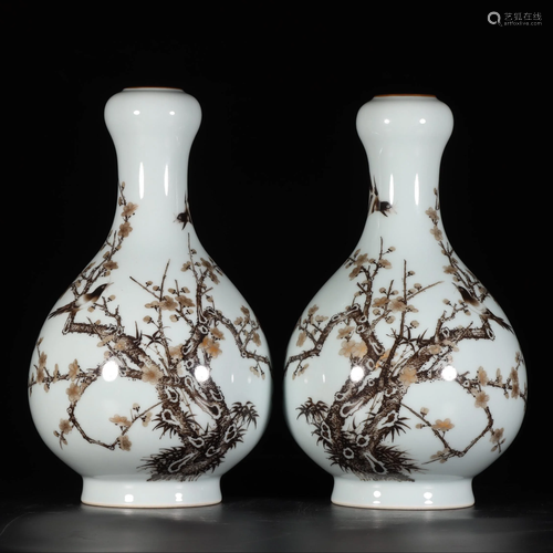 CHINESE INK COLOR GOURD VASE,YONG ZHENG MARK