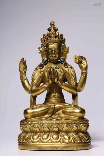 CHINESE GILT BRONZE GUANYIN