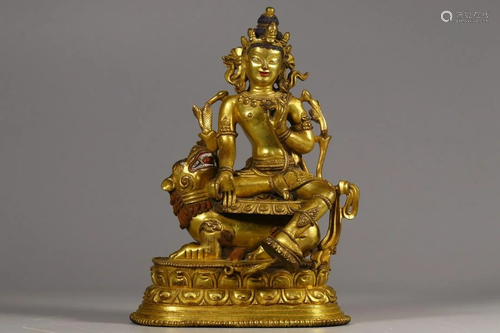 CHINESE GILT BRONZE BUDDHA