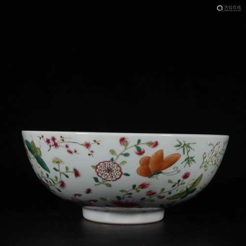 CHINESE FAMILLE ROSE BOWL,QIANLONG MARK