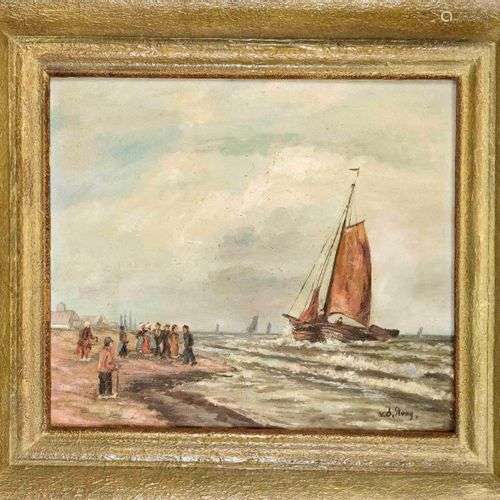 Dutch painter 1st half 20th c., fisherman on the coast, oil ...