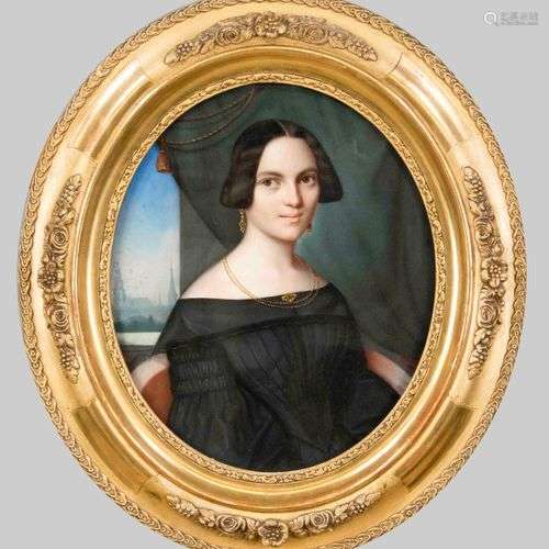 Anonymous Biedermeier portrait painter c. 1840, portrait of ...