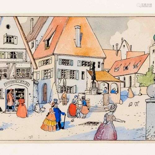 Monogrammed artist ''SCH'', draughtsman around 1910, souther...