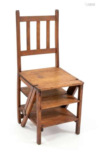 Ladder chair around 1900, solid beech, folds out to ladder, ...
