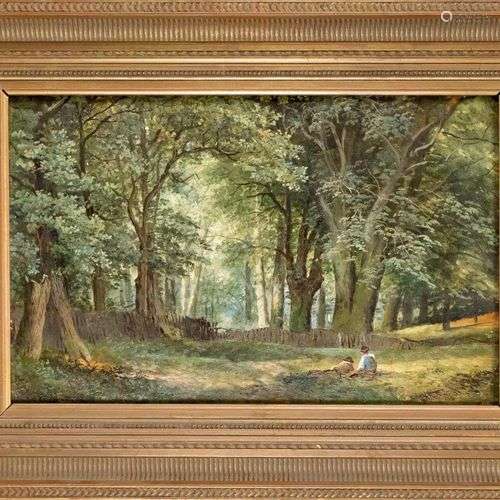 Anonymous painter of the 19th century, clearing with two res...