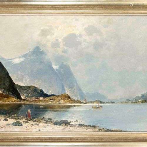A. Rahn, landscape painter c. 1900, Norwegian fjord landscap...