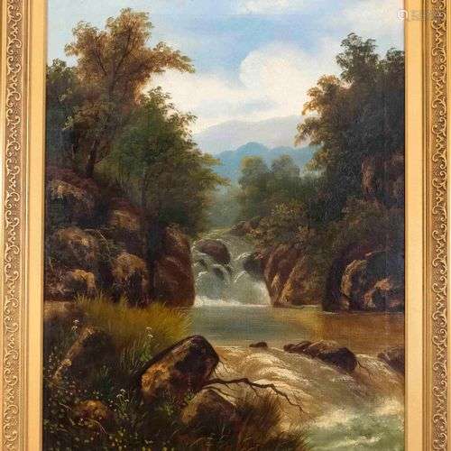 Edwin Muschamp (1857-1918), English painter. Mountain landsc...