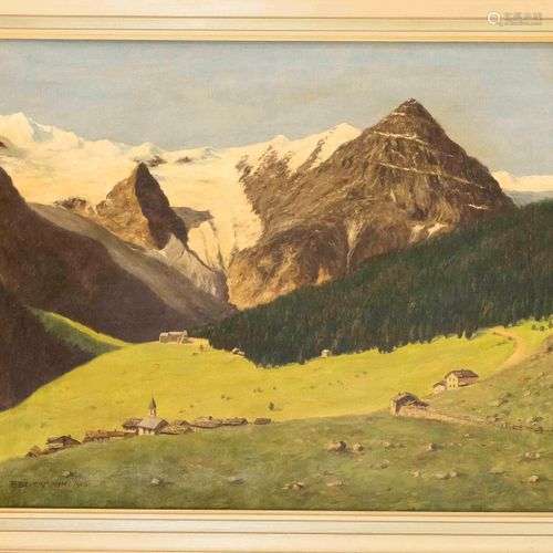 F. Beuermann, landscape painter c. 1920, idyllic village in ...