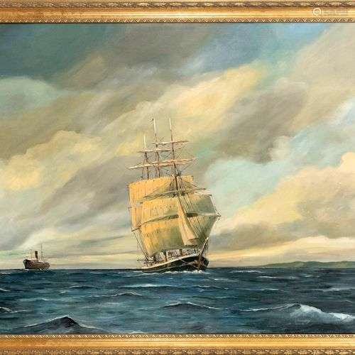 Axel Andersen, Danish marine painter mid-20th century, large...
