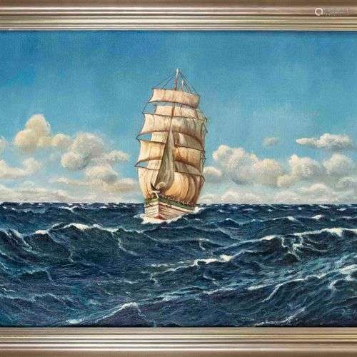 signed Hegert, marine painter 1st H, 20th c., tall ship on t...