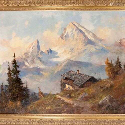 Unidentified painter c. 1900, hut at the Wathmann near Berch...